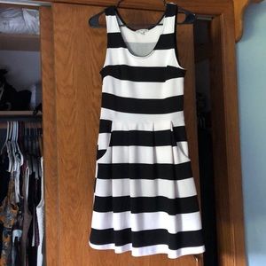 Black and white striped dress